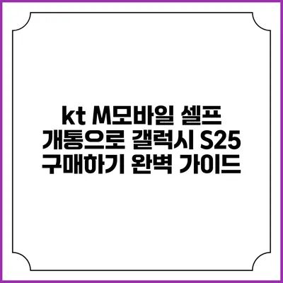 kt M모바일 셀프 개통으로 갤럭시 S25 구매하기: 완벽 가이드