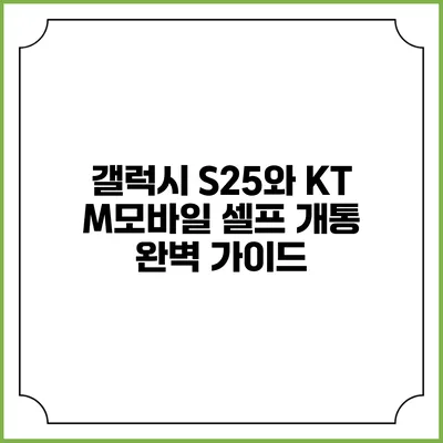 갤럭시 S25와 KT M모바일 셀프 개통: 완벽 가이드