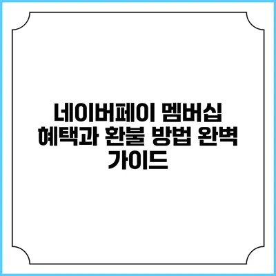 네이버페이 멤버십 혜택과 환불 방법 완벽 가이드