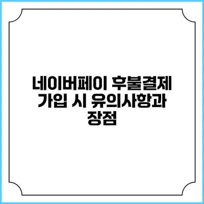네이버페이 후불결제 가입 시 유의사항과 장점
