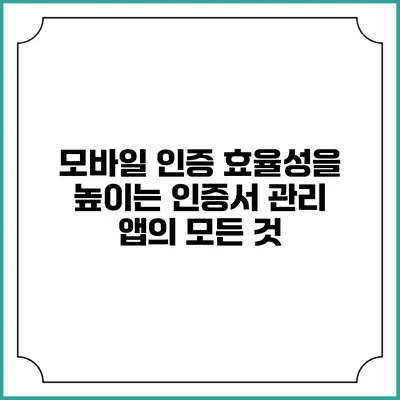 모바일 인증 효율성을 높이는 인증서 관리 앱의 모든 것