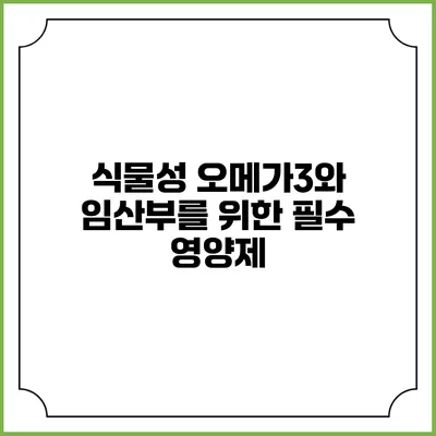 식물성 오메가3와 임산부를 위한 필수 영양제