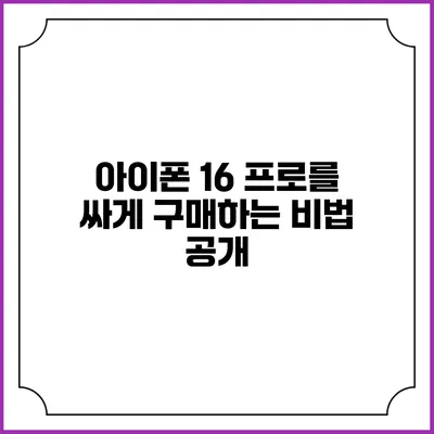 아이폰 16 프로를 싸게 구매하는 비법 공개