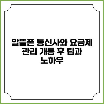 알뜰폰 통신사와 요금제 관리: 개통 후 팁과 노하우