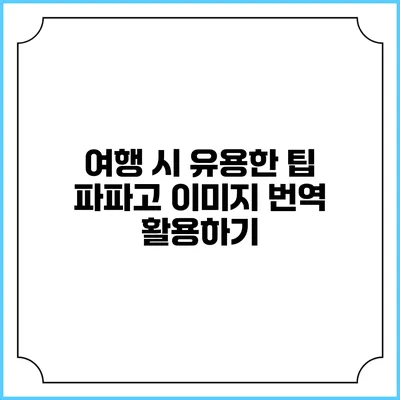 여행 시 유용한 팁: 파파고 이미지 번역 활용하기