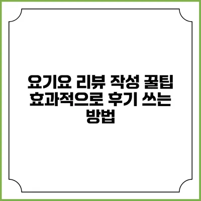 요기요 리뷰 작성 꿀팁: 효과적으로 후기 쓰는 방법