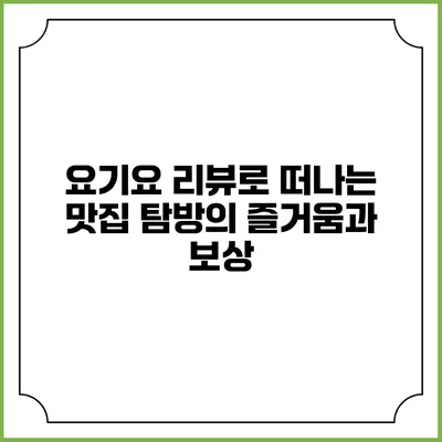 요기요 리뷰로 떠나는 맛집 탐방의 즐거움과 보상