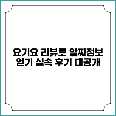 요기요 리뷰로 알짜정보 얻기: 실속 후기 대공개