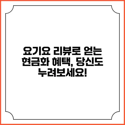 요기요 리뷰로 얻는 현금화 혜택, 당신도 누려보세요!