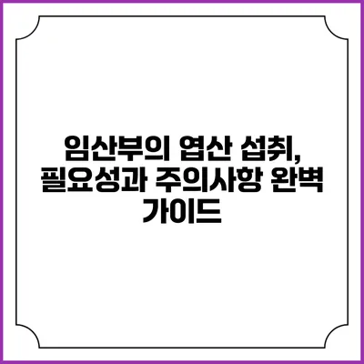 임산부의 엽산 섭취, 필요성과 주의사항 완벽 가이드