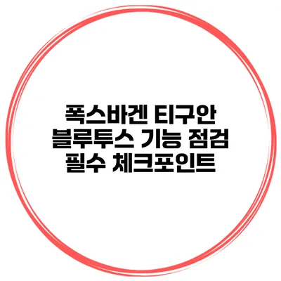 폭스바겐 티구안 블루투스 기능 점검 필수 체크포인트