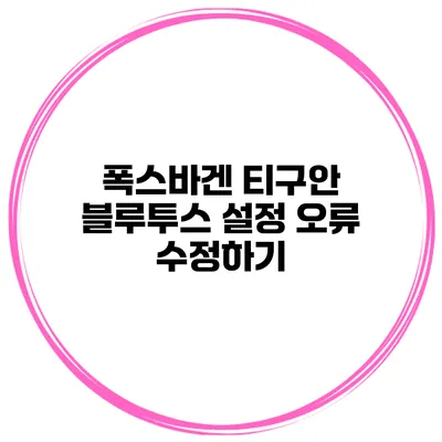폭스바겐 티구안 블루투스 설정 오류 수정하기