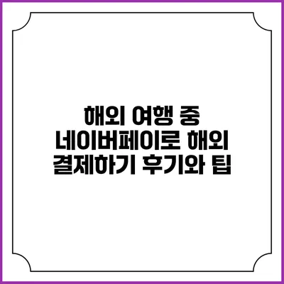 해외 여행 중 네이버페이로 해외 결제하기: 후기와 팁