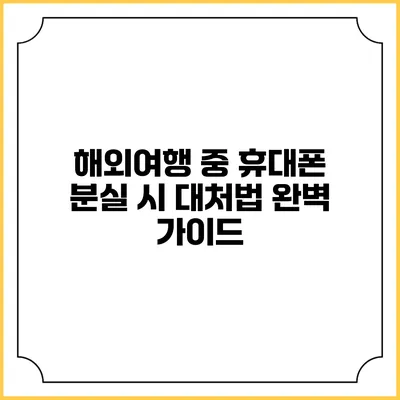 해외여행 중 휴대폰 분실 시 대처법 완벽 가이드
